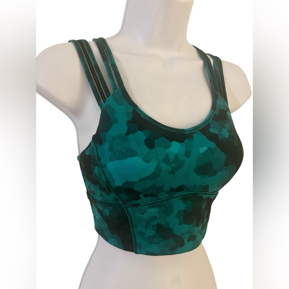lululemon athletica Teal Camouflage Multi‑Strap Sports Bra Sz/4 - Picture 3 of 9